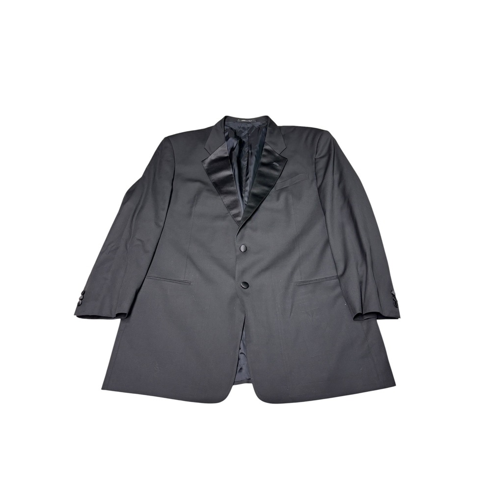 Armani Collezioni Mens Black Wool Silk Peak Lapel Tuxedo Jacket Blazer 46L Italy